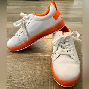 Qupid White and Orange Court Shoes 
Size 40 EU 9-9.5 US Women